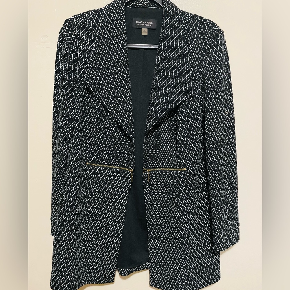Black Rebel by Evan Picone Navy Pattern Coat Small